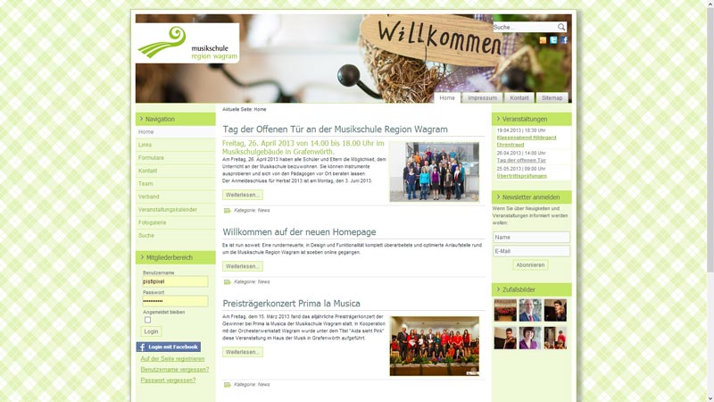 Neue Homepage Musikschule Region Wagram